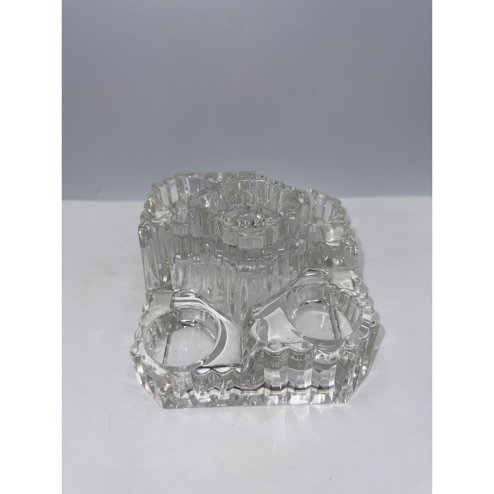 Glass Votive Candle Holder Clear Tiered Ribbed